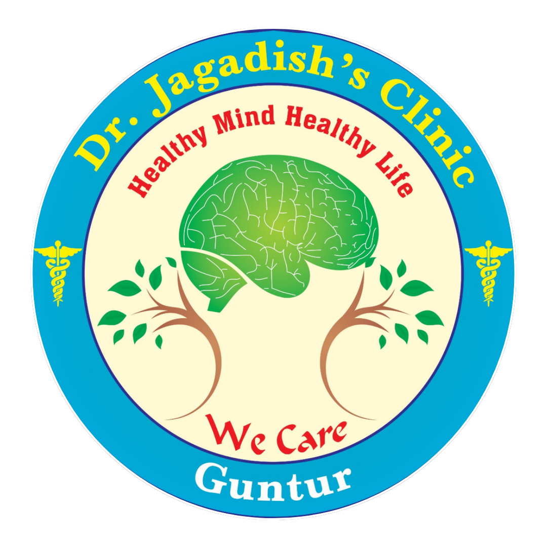 Dr. Jagadish's Psychiatry Clinic logo — brain and tree emblem, Guntur